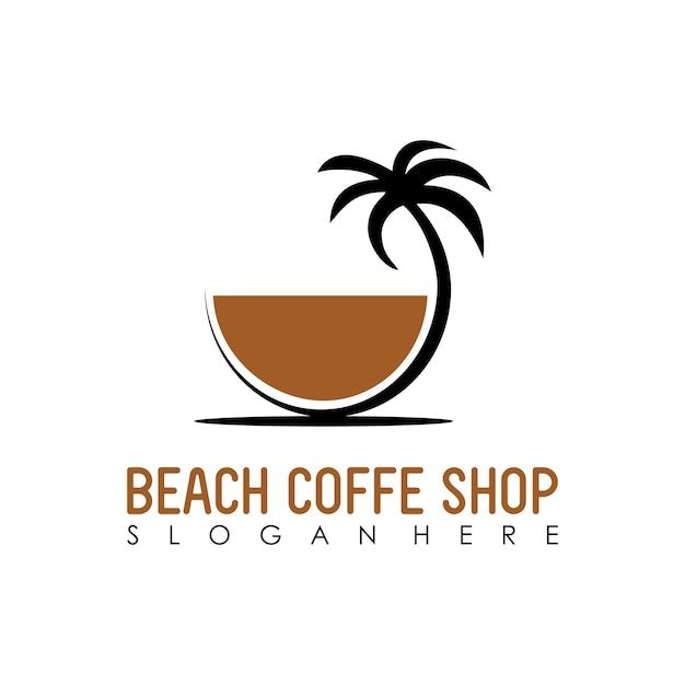 Stylish Beach Coffee Shop Logo: Minimalist Cup and Palm Tree in Earthy Tones