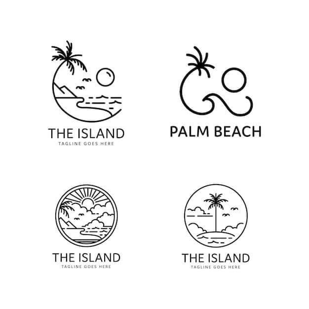 Minimalist Tropical Logos for a Relaxing Cafe Ambiance