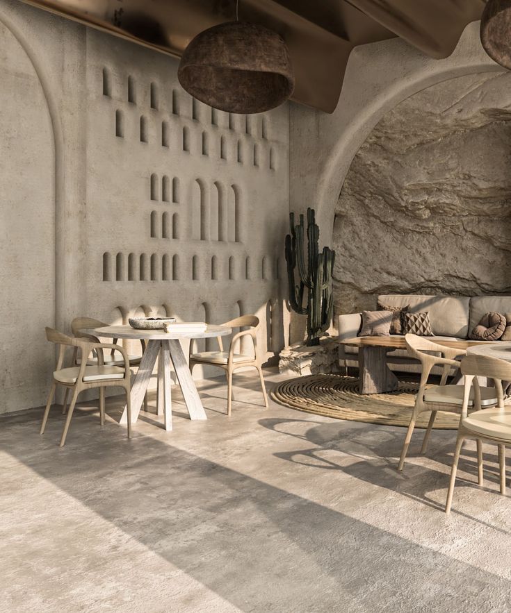 Serene Cafe Design Blending Natural Materials with Modern Aesthetics