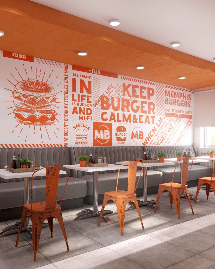 Vibrant Burger Cafe: A Modern, Playful Space for Casual Dining