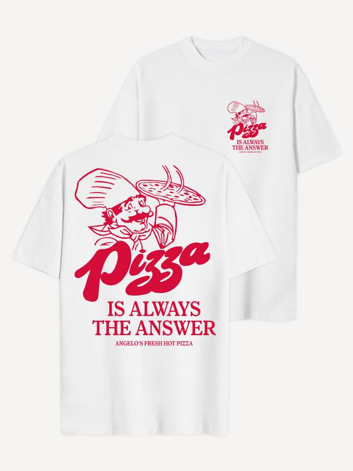 Vibrant Pizza-Themed Shirt Design: Whimsical Chef Character Celebrates Culinary Passion with Bold Typography and Nostalgic Fun