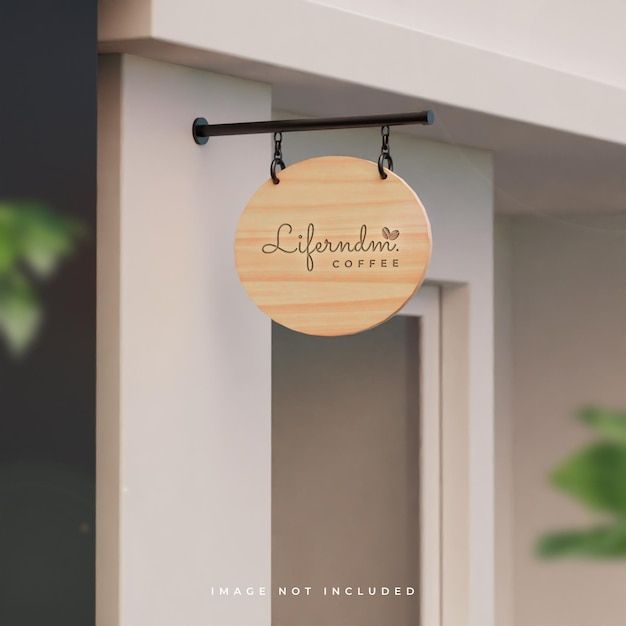 Inviting Rustic Cafe Design with Minimalistic Wooden Sign