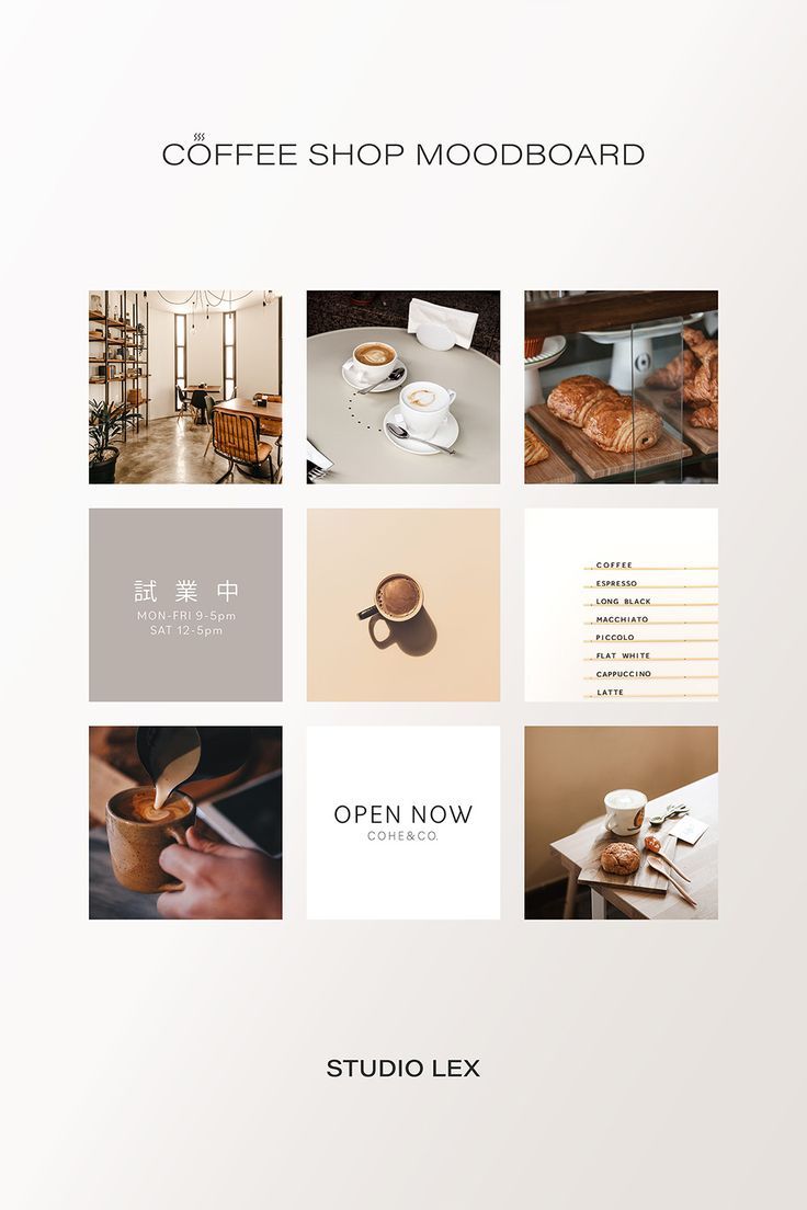 Warm and Inviting Moodboard for a Chic Coffee Shop Experience