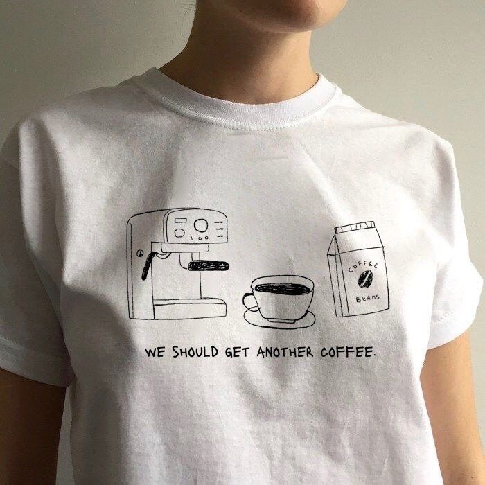 Minimalist Coffee-Themed T-Shirt Design Capturing the Essence of Cafe Culture