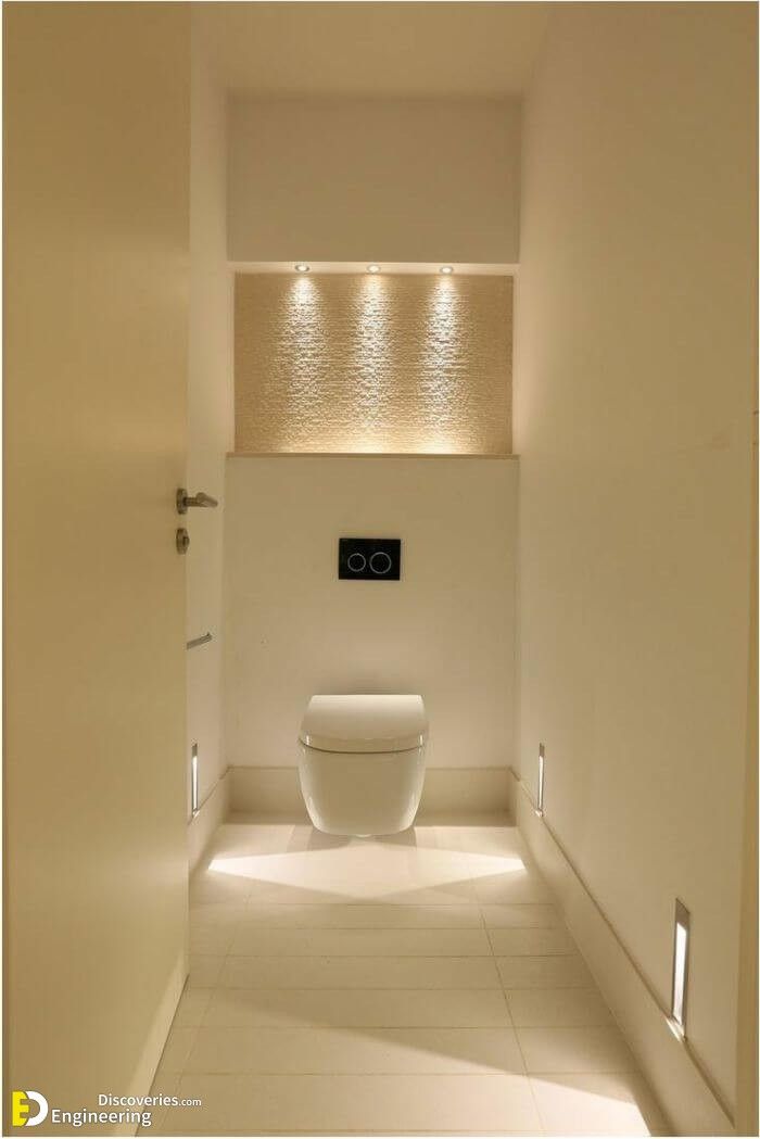 Modern Minimalist Restroom Design: Innovative Space Optimization with Soft Lighting