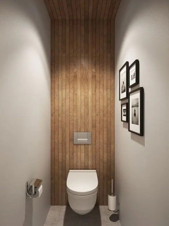 Cozy Minimalist Cafe Restroom Design with Natural Wood Accents and Modern Touches