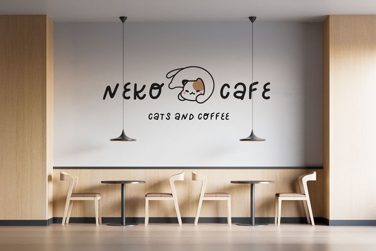 A Cozy, Modern Cat-Themed Cafe with Minimalist Design and Warm Ambiance