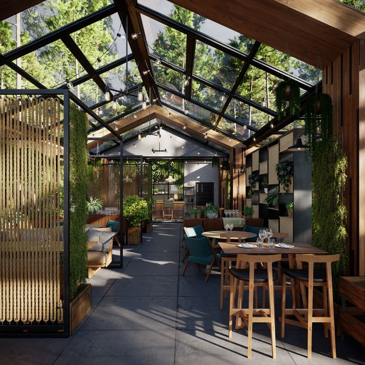 Contemporary Greenhouse-Inspired Cafe Design Blends Rustic Charm and Modern Comfort