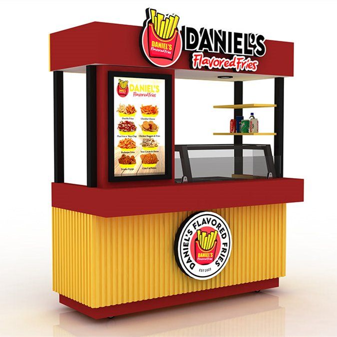 Vibrant Food Kiosk Design for Flavored Fries: An Engaging and Functional Experience