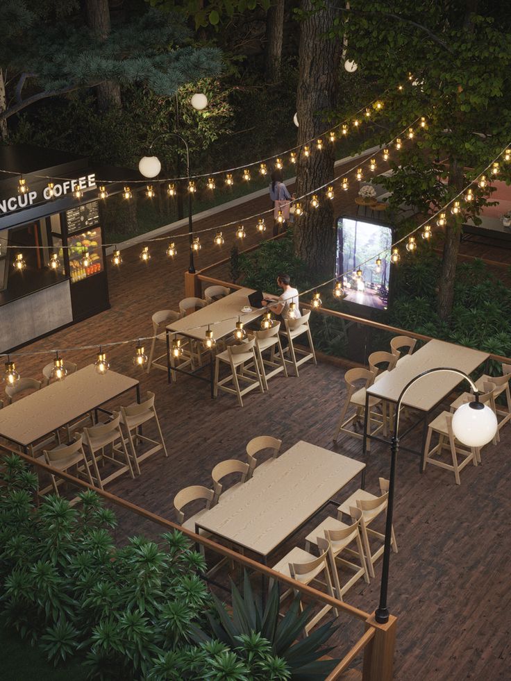 Charming Cafe Design with Inviting Outdoor Seating and Cozy Atmosphere