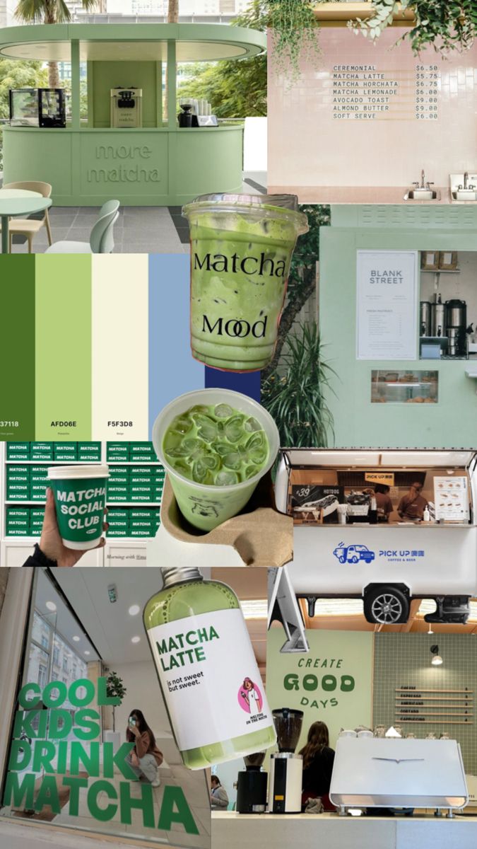 Fresh and Vibrant Cafe Design Celebrating Matcha Culture with a Calming Aesthetic