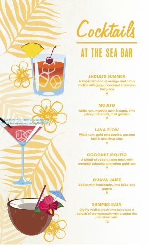 Tropical Cocktail Menu Design Creates a Vibrant, Coastal Vibe for Relaxed Seaside Indulgence