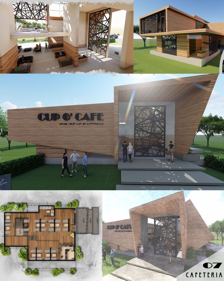 Modern Cafe Design: A Harmonious Blend of Striking Facade, Light-Filled Interior, and Inviting Outdoor Spaces