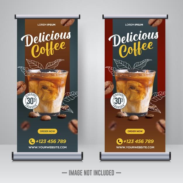 Cozy Cafe Promotions: Engaging Banners Highlight Refreshing Iced Coffee Drinks