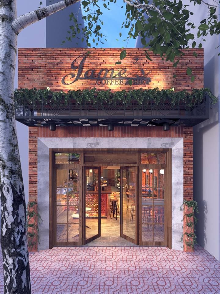 Welcoming Rustic Cafe Design with Inviting Facade and Harmonious Material Blend