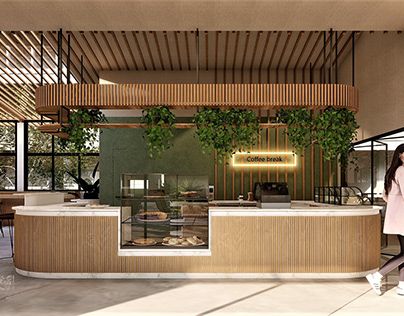 Modern Cafe Design: A Serene Space Blending Natural Elements and Natural Light