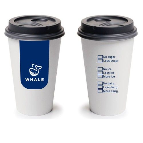 Modern Minimalist Coffee Cup Design: Whimsical Whale Graphic and Customizable Drink Checklist Enhance User Engagement