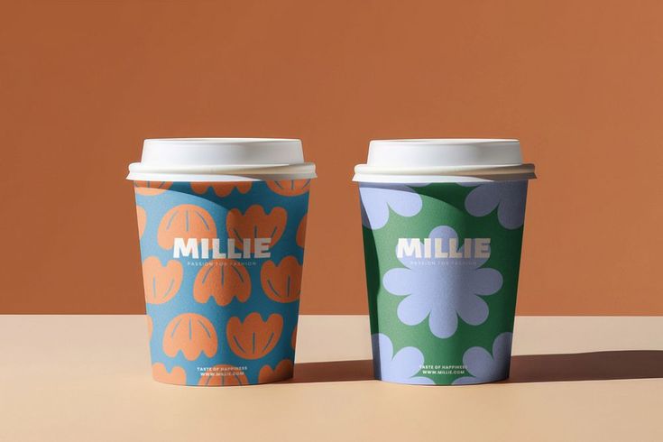 Vibrant Floral Coffee Cups Enhance Contemporary Cafe Atmosphere