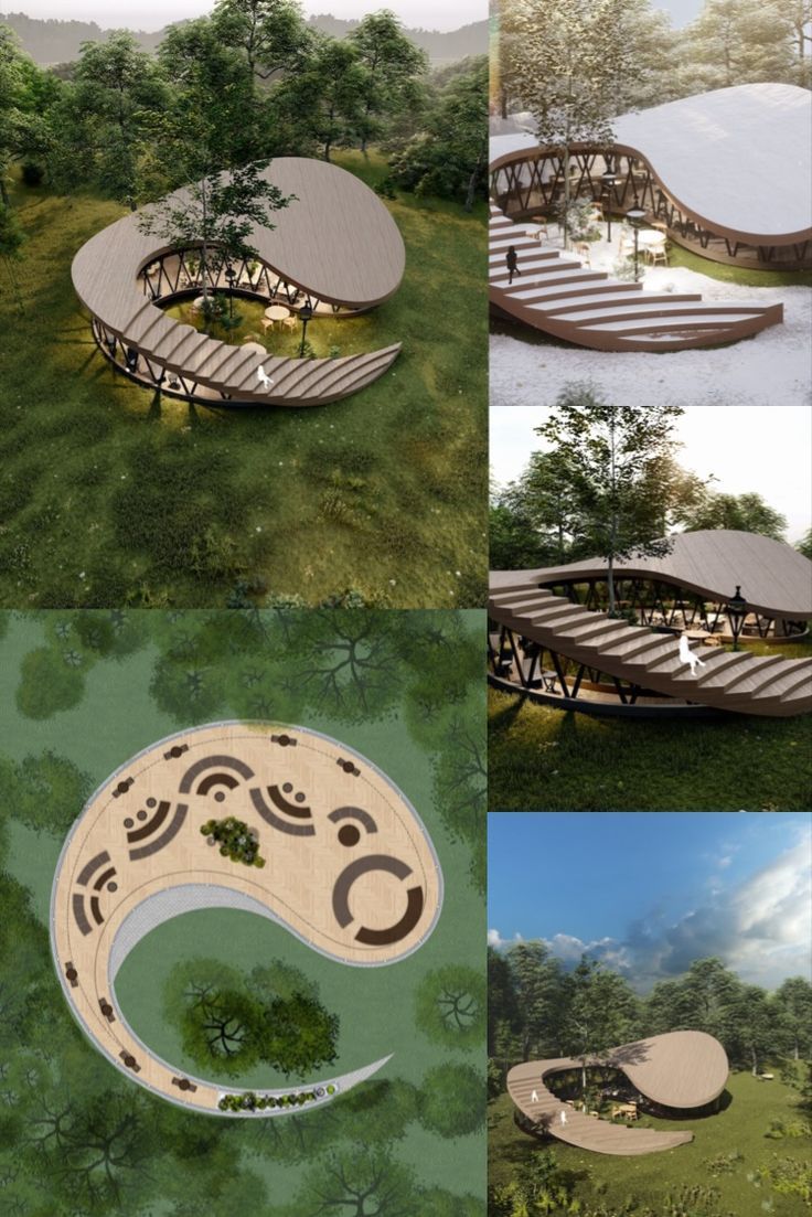 Harmonious Cafe Design: An Organic Structure that Blends Nature with Sustainability