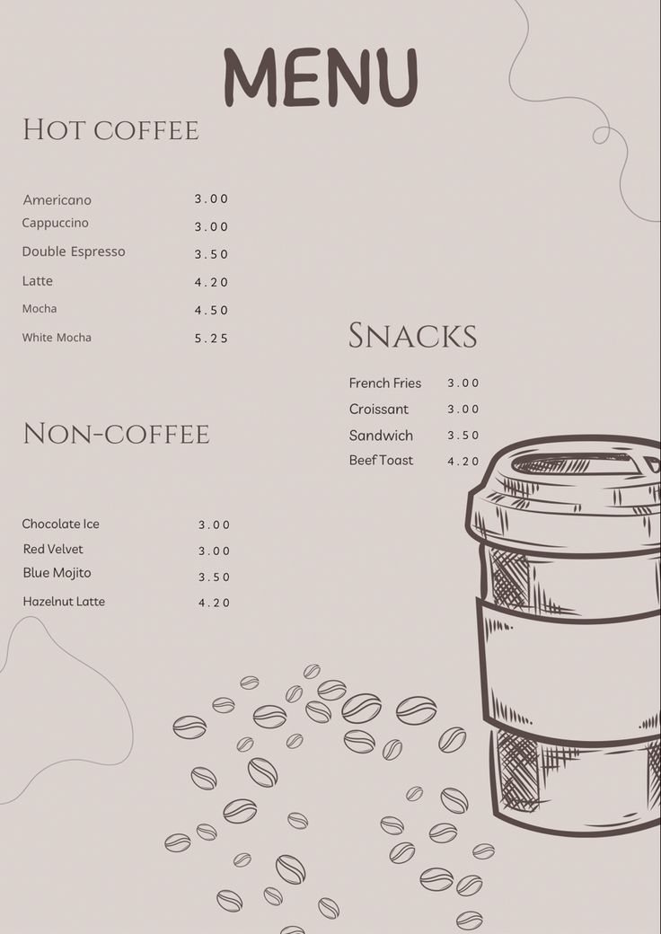 Warm and Inviting Cafe Design Featuring Minimalist Aesthetic and Whimsical Menu Illustrations