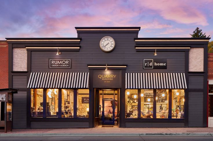 Charming Cafe Design Blends Modern and Rustic Elements with Inviting Facade and Playful Awnings