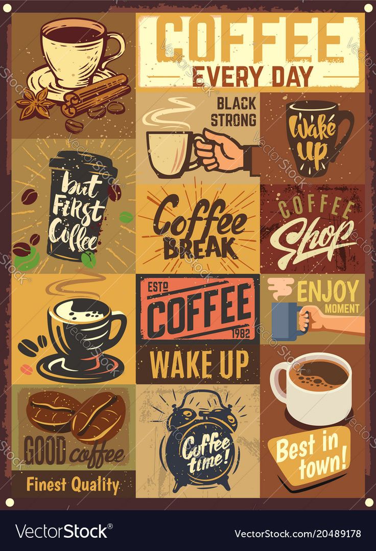 Vibrant Cafe Design: A Playful Collage Celebrating Coffee Culture