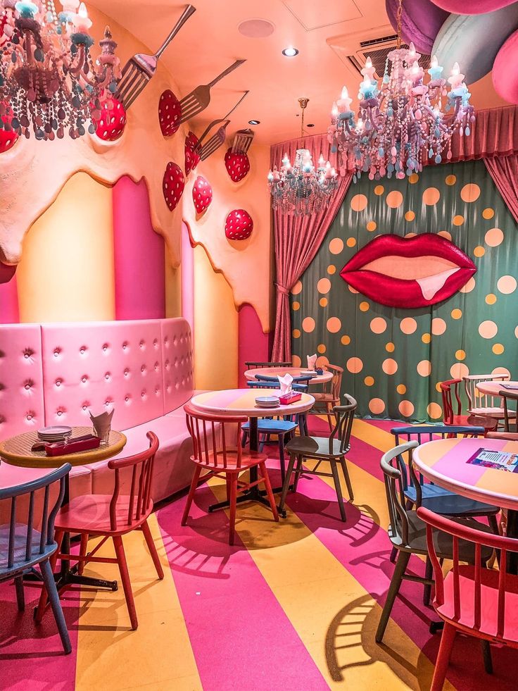 Whimsical Cafe Design: A Vibrant Space of Playful Colors and Cheerful Decor