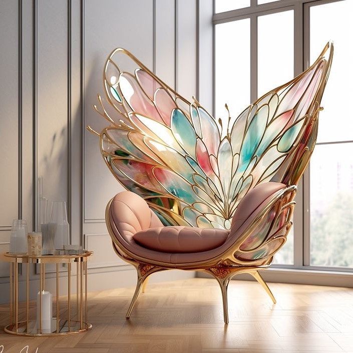 Whimsical Butterfly-Inspired Armchair: A Luxurious Focal Point for Cafes