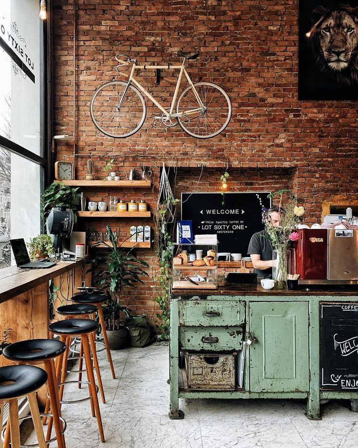 Charming Cafe with Rustic Decor and Inviting Atmosphere