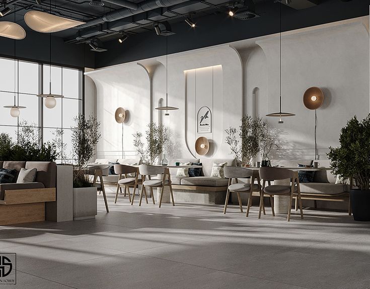 Contemporary Cafe Design: Minimalist Aesthetics with Warm, Inviting Atmosphere