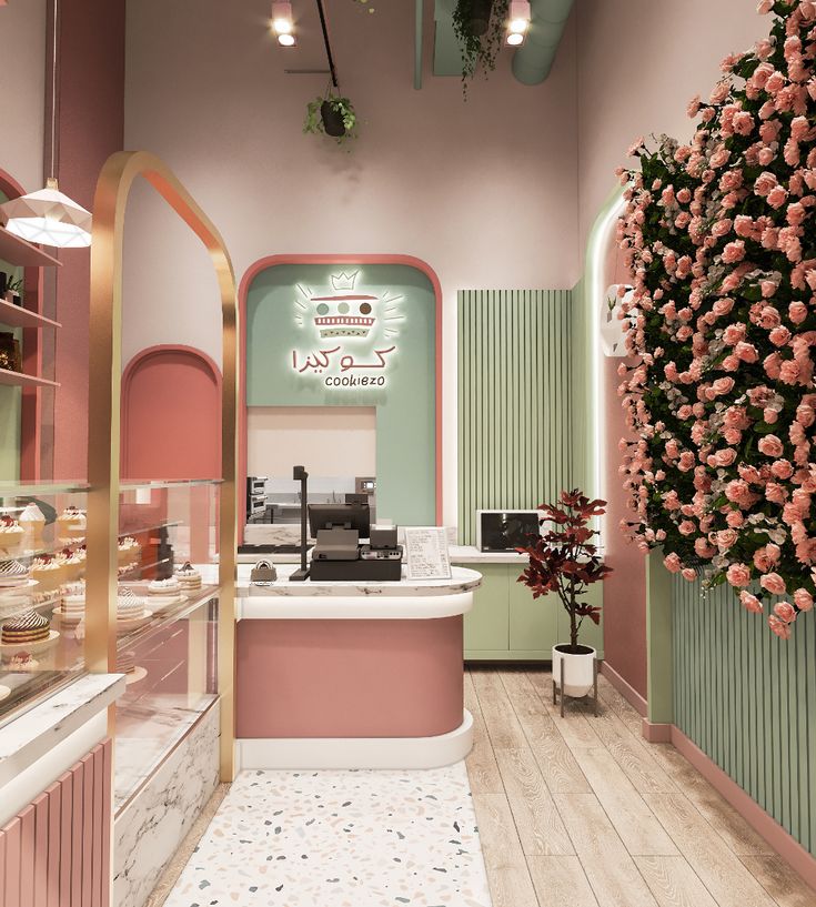 Charming Cafe Design Blends Pastel Aesthetics with Modern Elegance