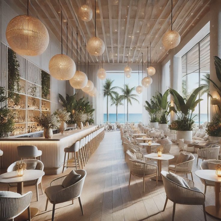 Tropical-Inspired Cafe Design: A Harmonious Blend of Modern Aesthetics and Natural Warmth