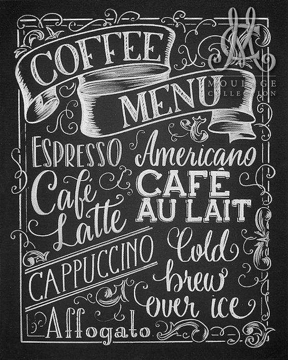 Charming Chalkboard Cafe Menu: Elegant Handwritten Design Creating a Cozy Atmosphere