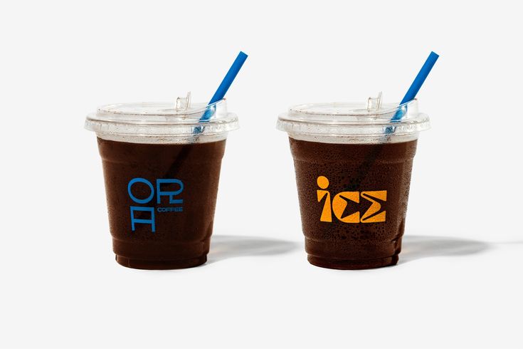 Vibrant Iced Coffee Cups Reflect Contemporary Cafe Aesthetic