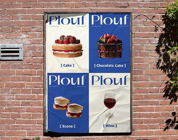 Vibrant Cafe Design Showcases Tempting Treats with Playful Poster Against Rustic Wall