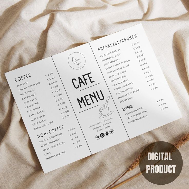 Modern Cafe Menu Design: A Minimalist Aesthetic for a Cozy Dining Experience