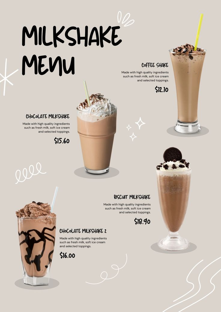 Modern Cafe Design Showcasing Tempting Milkshake Offerings in a Trendy Atmosphere