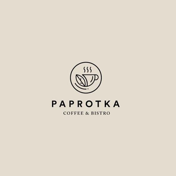 Elegant Minimalist Cafe Logo Design Featuring a Steaming Coffee Cup and Fresh Leaves