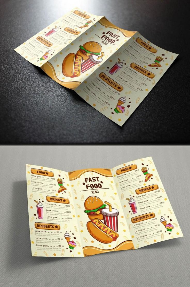 Vibrant Menu Design Enhances Fast-Food Cafe's Fun and Inviting Atmosphere