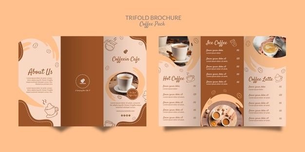 Cozy Cafe Brochure Design: Inviting Warm Tones and Whimsical Graphics for Coffee Lovers