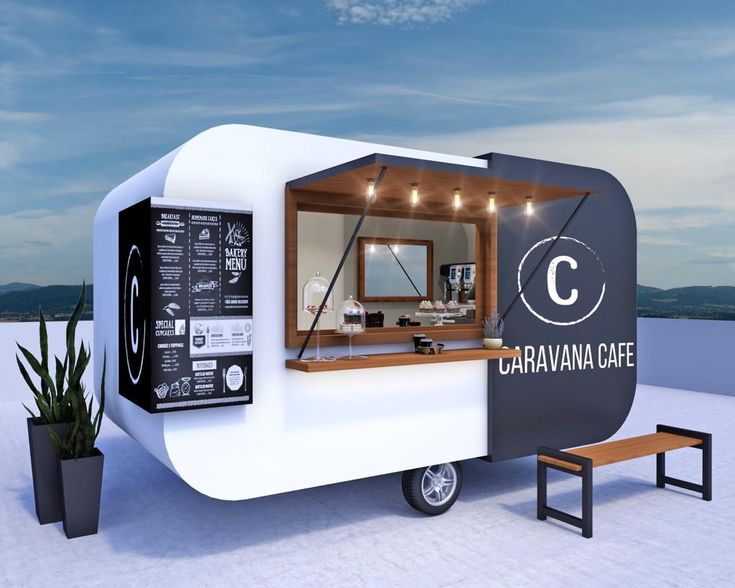 Contemporary Cafe Design Blends Functionality and Aesthetic Appeal with Modern Food Truck Aesthetic