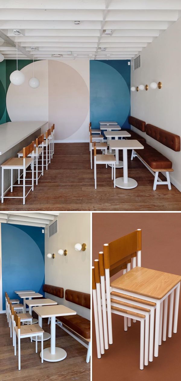 Modern Minimalist Cafe Design with Playful Color and Geometric Elements