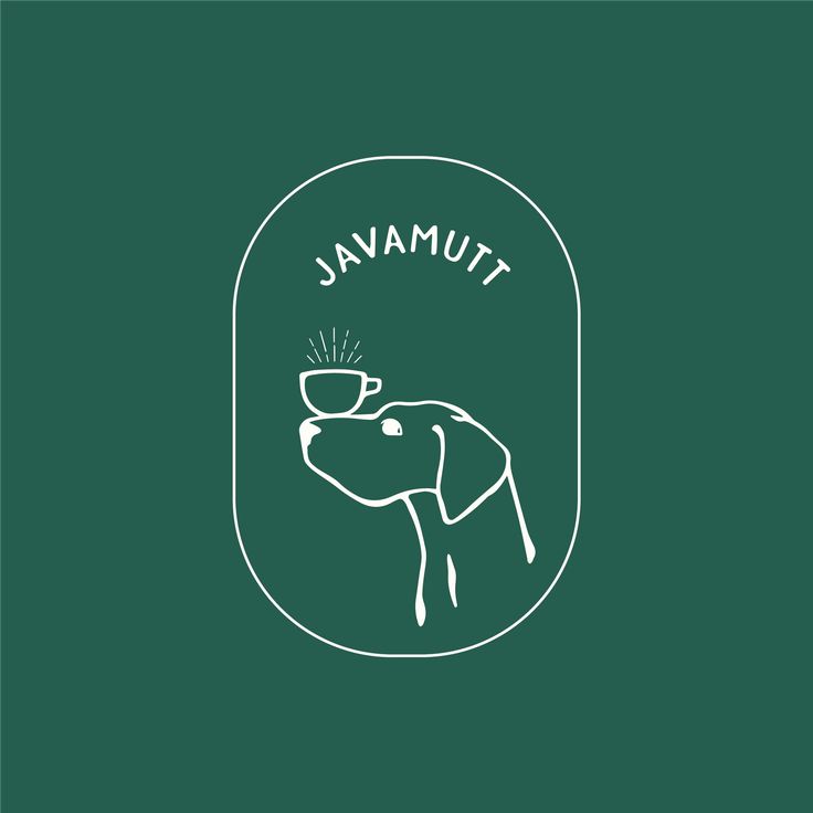 Charming Minimalist Dog Illustration with Coffee Cup: A Cozy Cafe Vibe