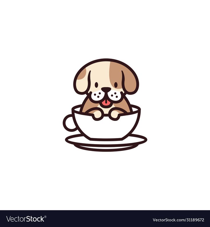 Charming Illustration of a Dog in a Coffee Cup Enhances Pet-Friendly Cafe Branding