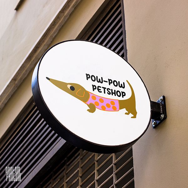 Whimsical Dachshund Sign Enhances Cheerful, Pet-Friendly Cafe Atmosphere