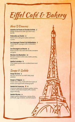 Charming Parisian Cafe Menu Design Evokes Elegance and Comfort