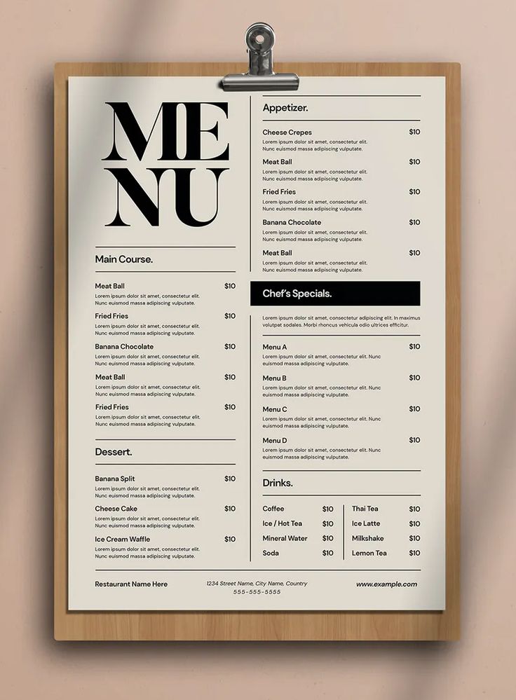 Contemporary Cafe Menu Design: A Harmonious Blend of Modern Elegance and Rustic Charm