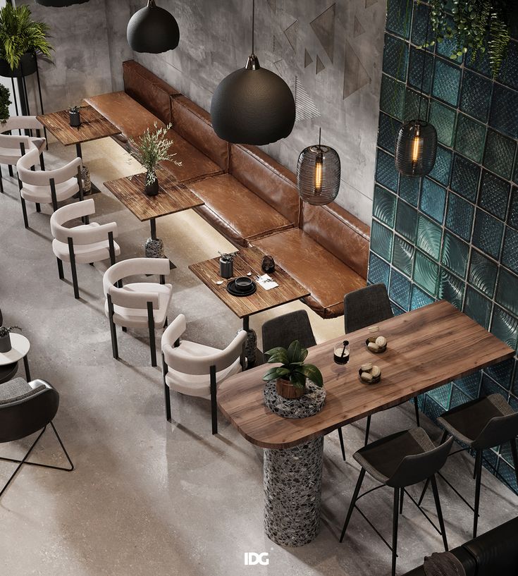 Modern Cafe Design Blends Earthy Tones with Industrial Elegance for a Welcoming Atmosphere