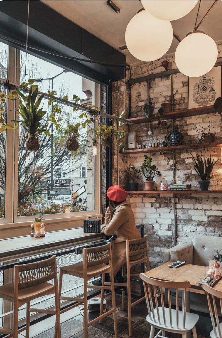 Cozy Cafe Design with Natural Light, Rustic Charm, and Inviting Atmosphere