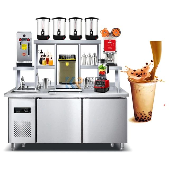 Modern Cafe Design Showcases Efficient Stainless Steel Service Counter and Inviting Atmosphere